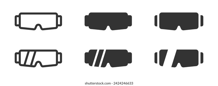 Conjunto de iconos de gafas de seguridad. Ilustración vectorial.