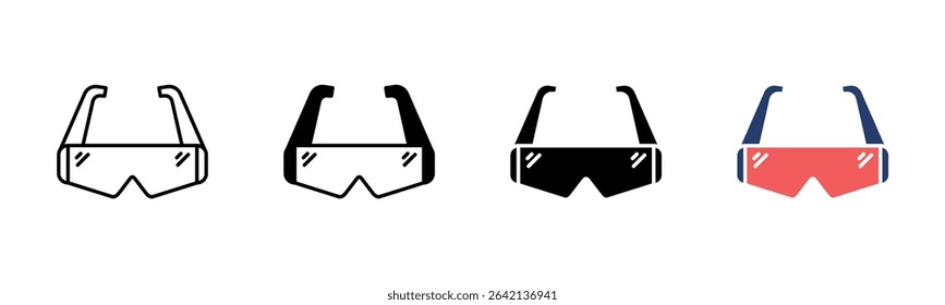 Safety Glasses icon sheet multiple style collection