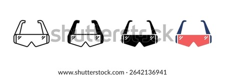 Safety Glasses icon sheet multiple style collection