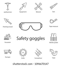 Safety glasses icon. Simple element illustration. Safety glasses symbol design from Construction collection set. Can be used for web and mobile on white background