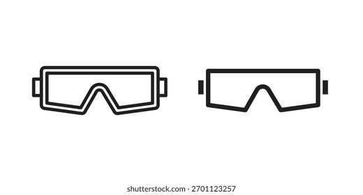Glifo de Vector de icono de gafas de seguridad plano y línea de estilo de moda