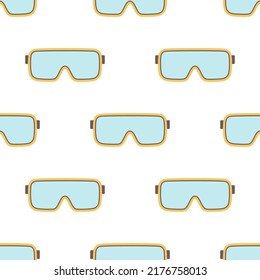 safety glasses icon, vector seamless pattern of industrial protective glasses isolated on white background