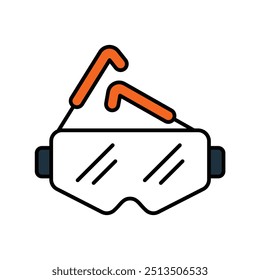 Icono de gafas de seguridad con fondo blanco Vector Ilustración de stock