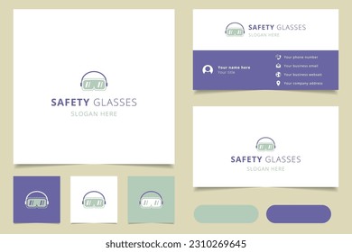 Safety glasses logo design with editable slogan. Branding book and business card template.