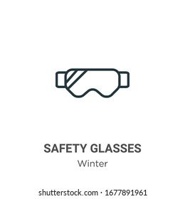 Safety glasses outline vector icon. Thin line black safety glasses icon, flat vector simple element illustration from editable winter concept isolated stroke on white background