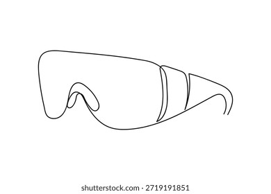 Gafas de seguridad, gafas de plástico en línea continua. Ilustración vectorial de dibujo de una sola línea.