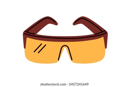 Safety glasses, protection work eyewear. Workers goggles protecting eyes. Personal protective equipment, eyeglasses. Industrial professional PPE. Flat vector illustration isolated on white background