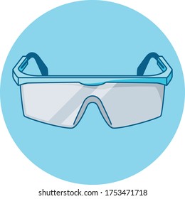 Safety Glasses Protective Goggles Blue Icon, Part Of A Ppe Safety Icon