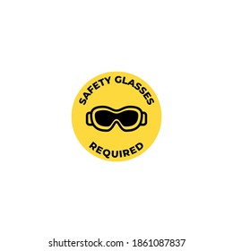 Safety glasses required in this area. Danger Eye Protection Required In this Area Symbol Sign,Vector Illustration, Isolated On White Background Label. EPS10. 