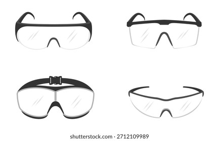 Conjunto de gafas de seguridad Ilustración vectorial aislada sobre fondo blanco.