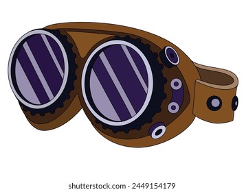 Gafas de seguridad en estilo steampunk - Vector a todo color Imagen. Gafas Steampunk con lentes redondas.