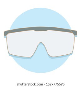 Safety glasses white with soft background, hand drawn with doodle illustration design