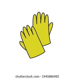 icono de doodle guantes de seguridad, ilustración vectorial