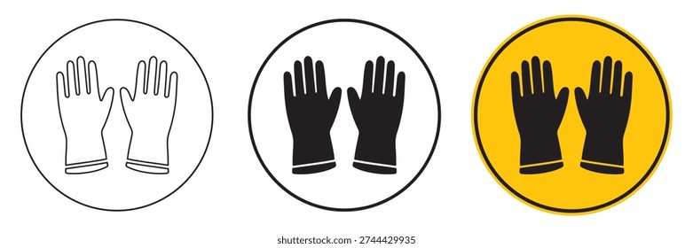 Safety gloves icon set. Hand protection symbols. PPE icons for industrial safety and construction work. Workplace safety signs. For compliance and protection design