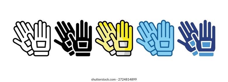 Conjunto de iconos de guantes de seguridad Colección de estilo múltiple