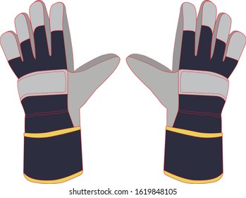 Safety gloves in the industrial,  
Pair Welding Thick Heavy Gloves High Heat Proof Sturdy Large , 
Fireplace Gloves Hands Protector Fire Resistant Gloves for Welding. -vector 