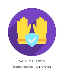 Safety Gloves Rounded Flat Color Icon Mini Illustration, Use For Modern Concept, Print, Ui, Ux Kit, Web And App Development. Vector Related To Firefighter, Rescue And More