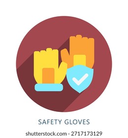 Luvas De Segurança Redondas Ícone De Cor Plana Mini Ilustração, Use Para Conceito Moderno, Imprimir, Ui, Kit Ux, Web E Desenvolvimento De Aplicações. Vetor Relacionado A Bombeiro, Resgate E Muito Mais