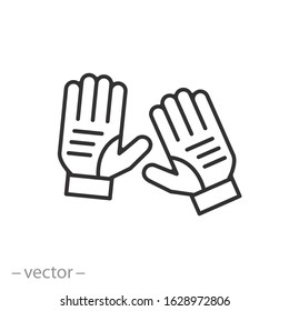 Safety Gloves In Sport Icon, Goalkeeper Glove, Thin Line Web Symbol On White Background - Editable Stroke Vector Illustration Eps10