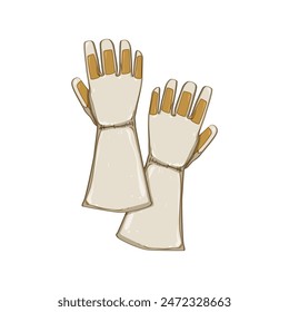 caricatura de soldadura de guantes de seguridad. industria del trabajo, arco de construcción, guantes de seguridad de soldadura de hierro signo de soldadura. símbolo aislado Ilustración vectorial