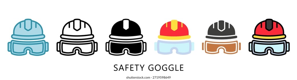Gafas De Seguridad Icono De Estilo Múltiple Mini Ilustración, Uso Para Concepto Moderno, Impresión, Ui, Kit Ux, Web Y Desarrollo De App. Vector Relacionado Con Bomberos, Rescate Y Más