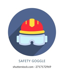 Safety Goggle Rounded Flat Color Icon Mini Illustration, Use For Modern Concept, Print, Ui, Ux Kit, Web And App Development. Vector Related To Firefighter, Rescue And More