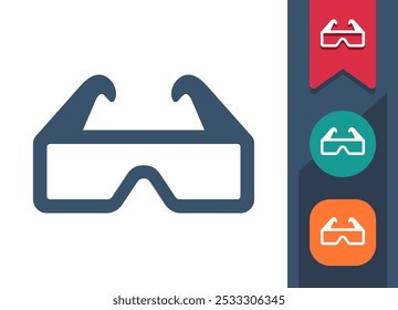 Safety Goggles, 3D Glasses Icon. Professional, pixel perfect icon. EPS 10 format.