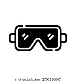 Icono de gafas de seguridad diseñado creativamente en estilo glifo
