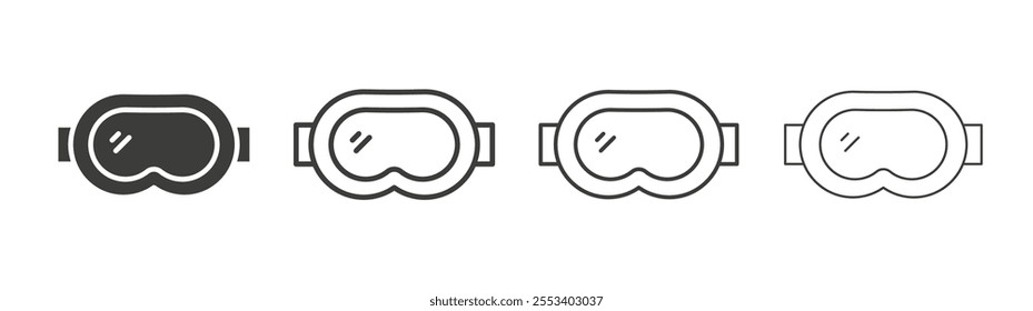 Safety goggles icons collection. vector set in black color