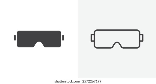 Safety goggles icons. flat and line style set