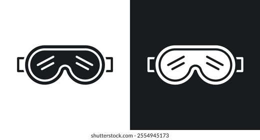 Safety goggles icons in solid black and white colors