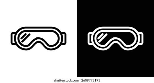 Safety goggles icons vector set in stroke line style