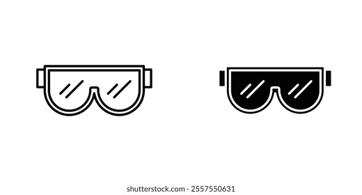 Safety goggles outlined and solid icon vector collection.