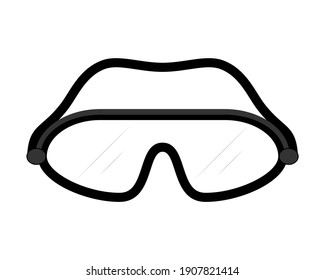 Safety goggles vector icon. Sport goggles isolated symbol. Illustration on clear white background. Safety glasses against bad weather, wind and snow.