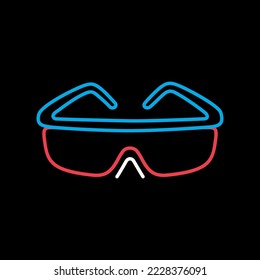 Vector de gafas de seguridad en el icono de fondo oscuro. Construcción, reparación y construcción. Símbolo gráfico para el diseño de su sitio web, logotipo, aplicación, interfaz de usuario