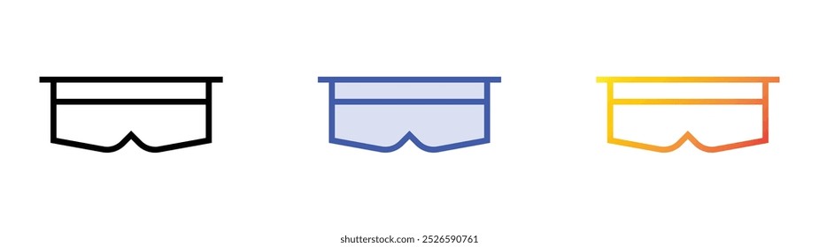 ícone do safety googles. Design de estilo linear, preenchimento azul e gradiente isolado em plano de fundo branco