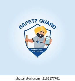 Safety guard vector mascot logo template.