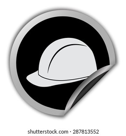 safety hard hat icon - round vector sticker