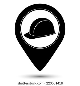 safety hard hat icon - vector map pointer