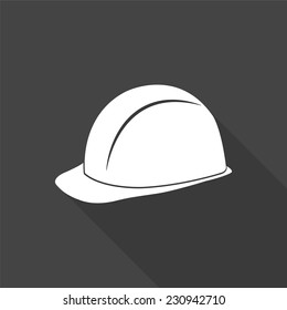 safety hard hat icon - vector illustration with long shadow isolated on gray 