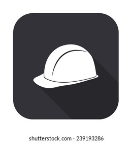 Safety Hard Hat Icon - Vector Illustration With Long Shadow Isolated On Gray