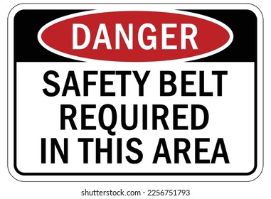 Safety harness, belt and lifeline sign and labels