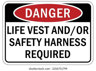 Safety harness, belt and lifeline sign and labels