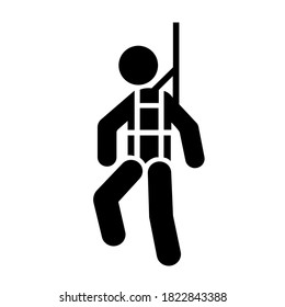 Safety Harness Black Icon,Vector Illustration, Isolate On White Background Label. EPS10