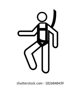 Safety Harness Black Icon,Vector Illustration, Isolated On White Background Label. EPS10 