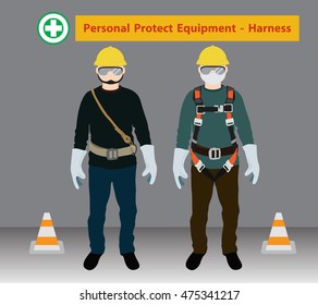 Safety Harness Equipment Lanyard Work Heights Stock Vector (Royalty ...