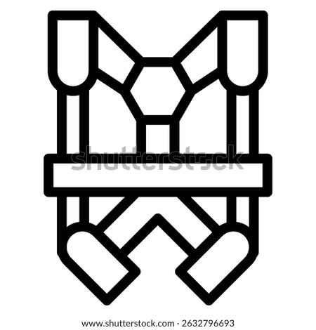 Safety harness icon Black and white outline vector