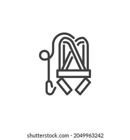 Safety Harness Line Icon. Linear Style Sign For Mobile Concept And Web Design. Construction Safety Belt Outline Vector Icon. Symbol, Logo Illustration. Vector Graphics