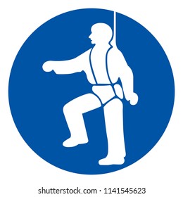 Safety Harness Must Be Worn Symbols, Vector Illustration, Isolate On White Background Icon. EPS10