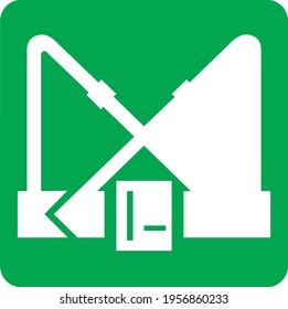 Safety harness symbol green and white sign board